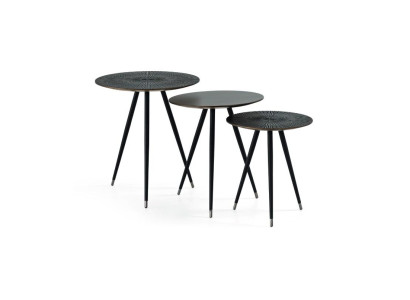 Side table 3x Set Black Living room Round Table Modern Luxury Furniture 3pcs